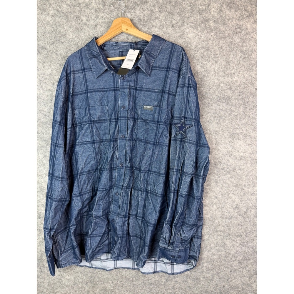 Dallas Cowboys Shirt Mens 3XL Blue Plaid NFL Football Darius Rucker Button Up